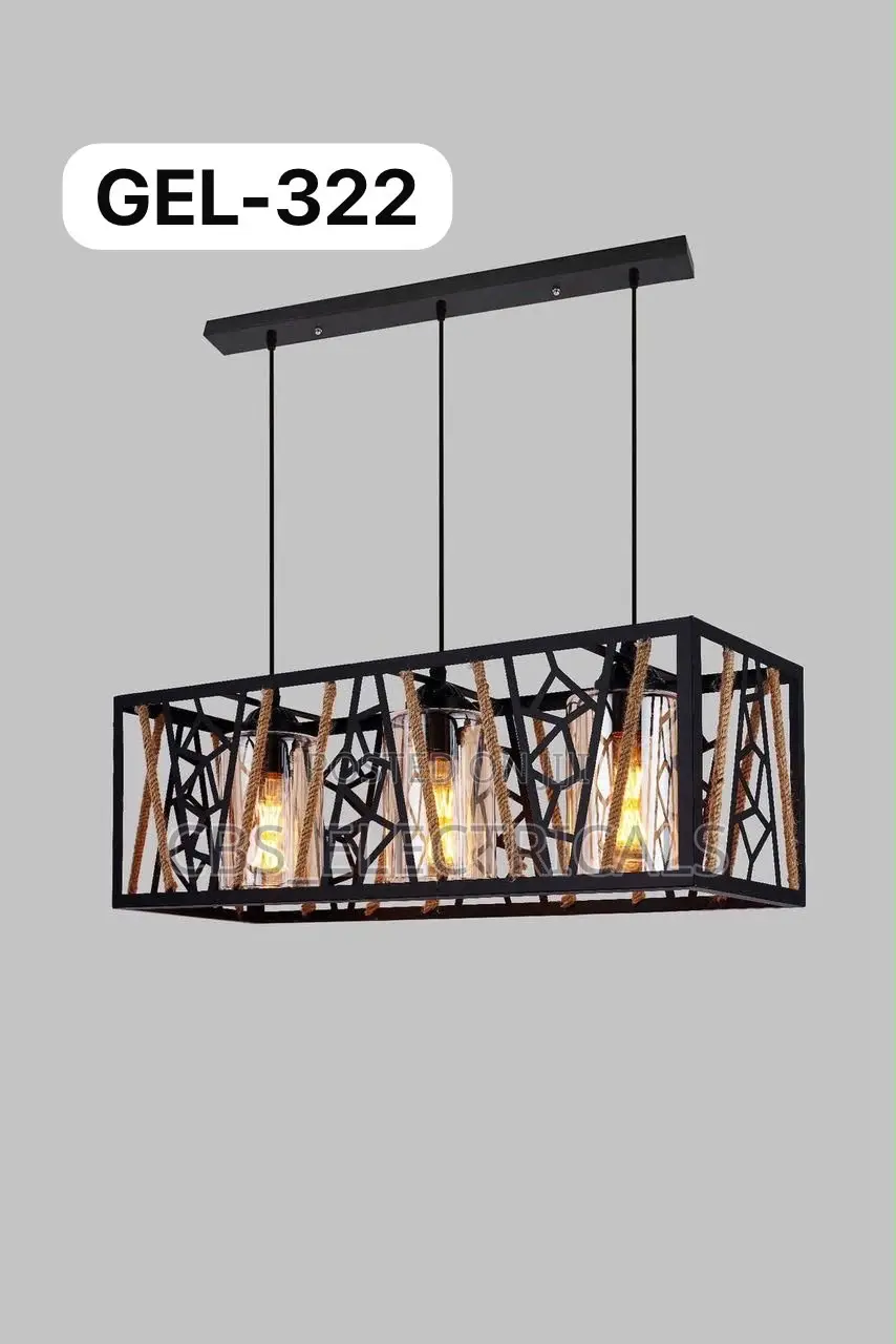 Modern 3-Light Caged Linear Pendant Chandelier