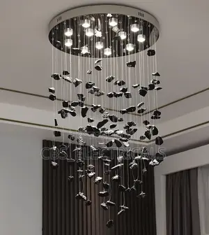 Luxury Floating Black Stone Waterfall Chandelier