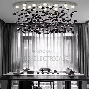Luxury Modern Black Stone Wave Linear Chandelier