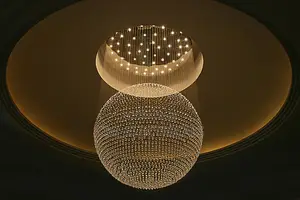 Grand Crystal Sphere Spiral Raindrop Chandelier