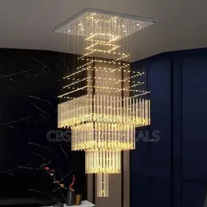 Luxury Tiered Square Crystal Prism Waterfall Chandelier