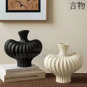 Luxury Sculptural Ribbed Plastic Vase