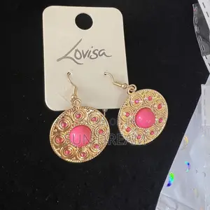 Women Earrings Golden Pink Earrings Lady Gift