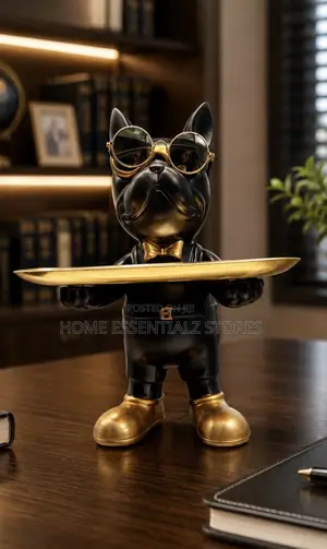 Gift Boss Bulldog Butler Tray Holder - Luxury Frenchie Resin Decor