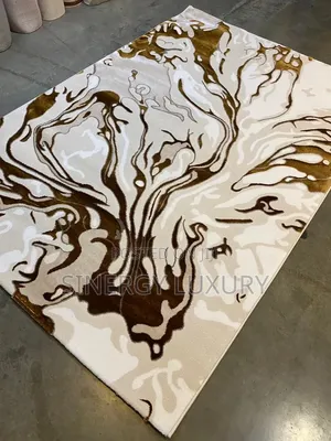 7x10ft Cream and Brown Turkish Center Rug