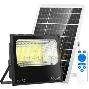 Hzsolar 800W Flood Light With Solar Panels and Remote Control