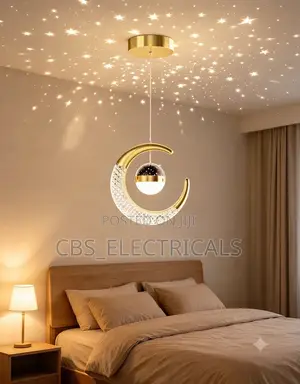 Crescent Moon Starry Sphere Pendant Light