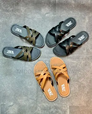 Zara Classic Men’s Leather Cross Cover Slippers