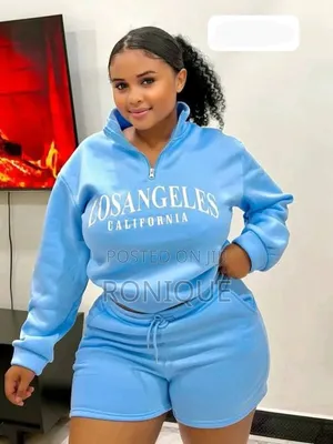 Women's 2-Piece Half-Zip "Los Angeles" Sweater Shorts Lounge Set