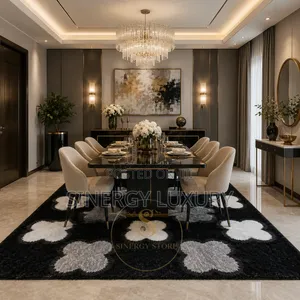 7x10fts Black,white and Gray Turkish Center Rug.