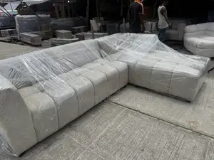 Stylish Gray L-Shape Sofa Crafted With Premium Velvet Material,