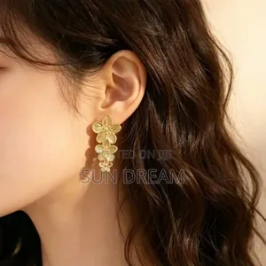 Golden Flower Woman Design Earrings
