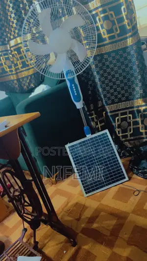 Solar Fan With Panel and 1 Bulb You Can Also Use It for Charging