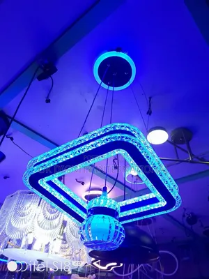 Modern Crystal Square LED Chandelier Ceiling RGB Pendant Lamp