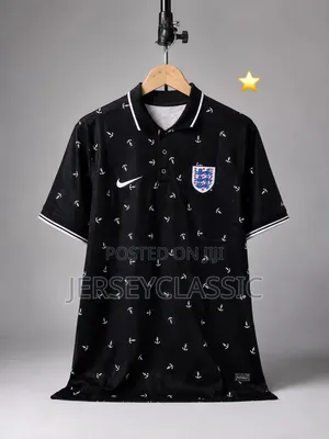 England Nike Polo Shirts (Black Anchor Blue Pattern) – Brand New