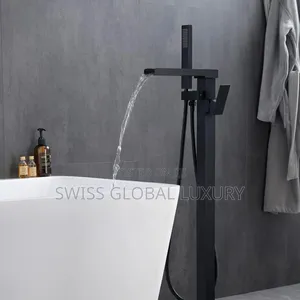 High Quality Black Standing Waterfall Bathtub Mixer Tap.