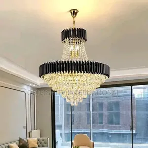 Luxury Gold Crystal Rectangle LED Chandelier Living Room Ceiling Light