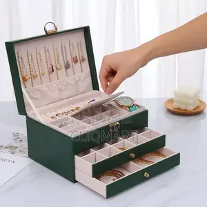 Three Layer Jewelry Box Organizer With Lock - Large Jewellery Case