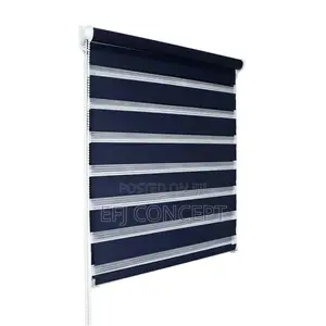 Navy Blue Sample Plain Zebra Day and Night Blind Custom-Made