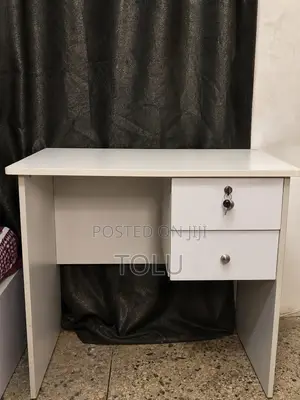 Clean White Office/Study Table With Lockable Drawer