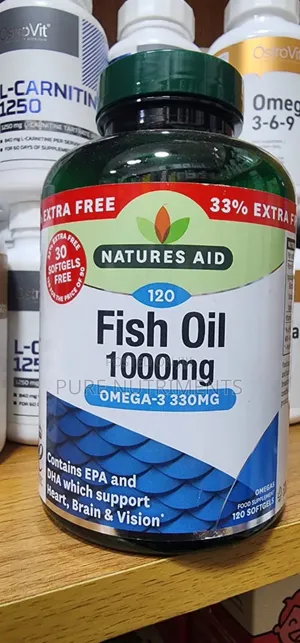 Natures Aid Omega-3 Fish Oil 1000mg 120 Softgel_ Heart, Brain & Vision