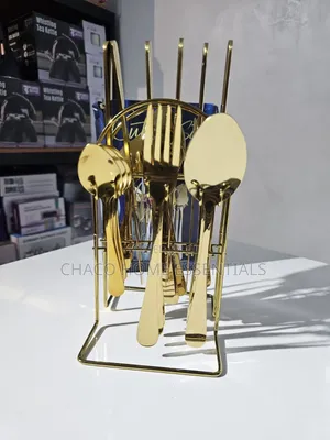 24-Piece Gold Cutlery Set With Stand