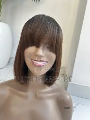 10 Inches Natural Color Bone Straight Wig – Dark Root French
