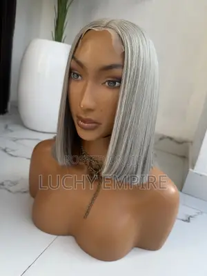2 Inches Grey Vietnamese Bone Straight Wig – Kim K Closure |