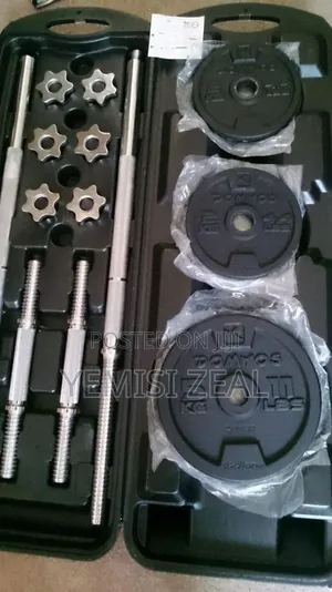 50KG Black Adjustable Dumbbell Iron Chrome Set
