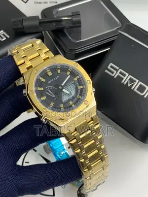 Sanda Stainless Steel Digital and Analog Display Wristwatch