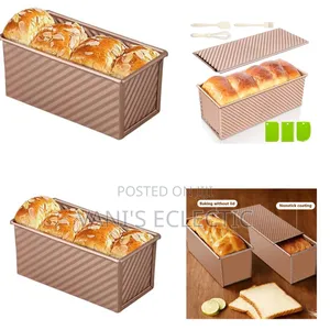 Non-Stick Toast Bread Baking Pan With Lid – Gold Carbon Steel
