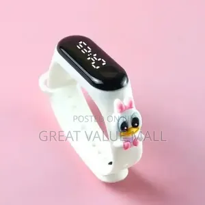 Kids LED Watch Cute Daisy Duck Design, Adjustable White