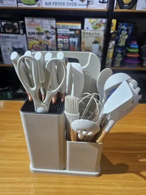 19-Piece Silicone Kitchen Utensils Set With Knife Block Holder