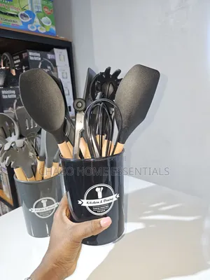 12 PCS Silicone Cooking Utensils Set With Wooden Handle Holder