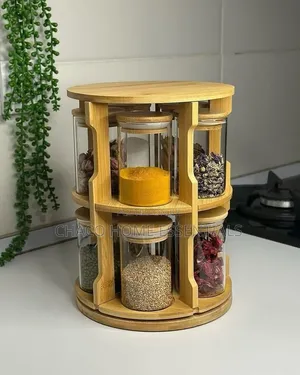 2-Tier 360° Rotating Bamboo Spice Organizer