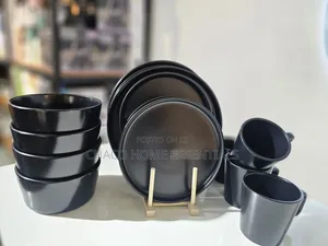 16-Piece Matte Black Stoneware Dinnerware Set