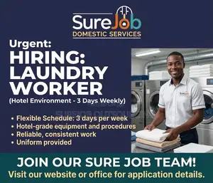 Urgent: Laundry Worker - 3 Days Weekly (Hotel)