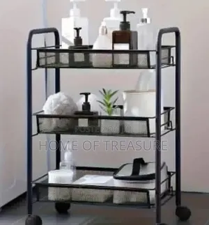 Mobile Storage Cart 3-Tier Heavy-Duty Metal Mesh Utility Trolley