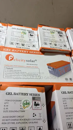 200a 12v Felicity Solar Gel Battery Dry Cell Very Good Quality