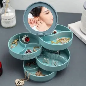 4 Layer Mini Rotating Jewelry Box With Mirror Jewelry Organizer
