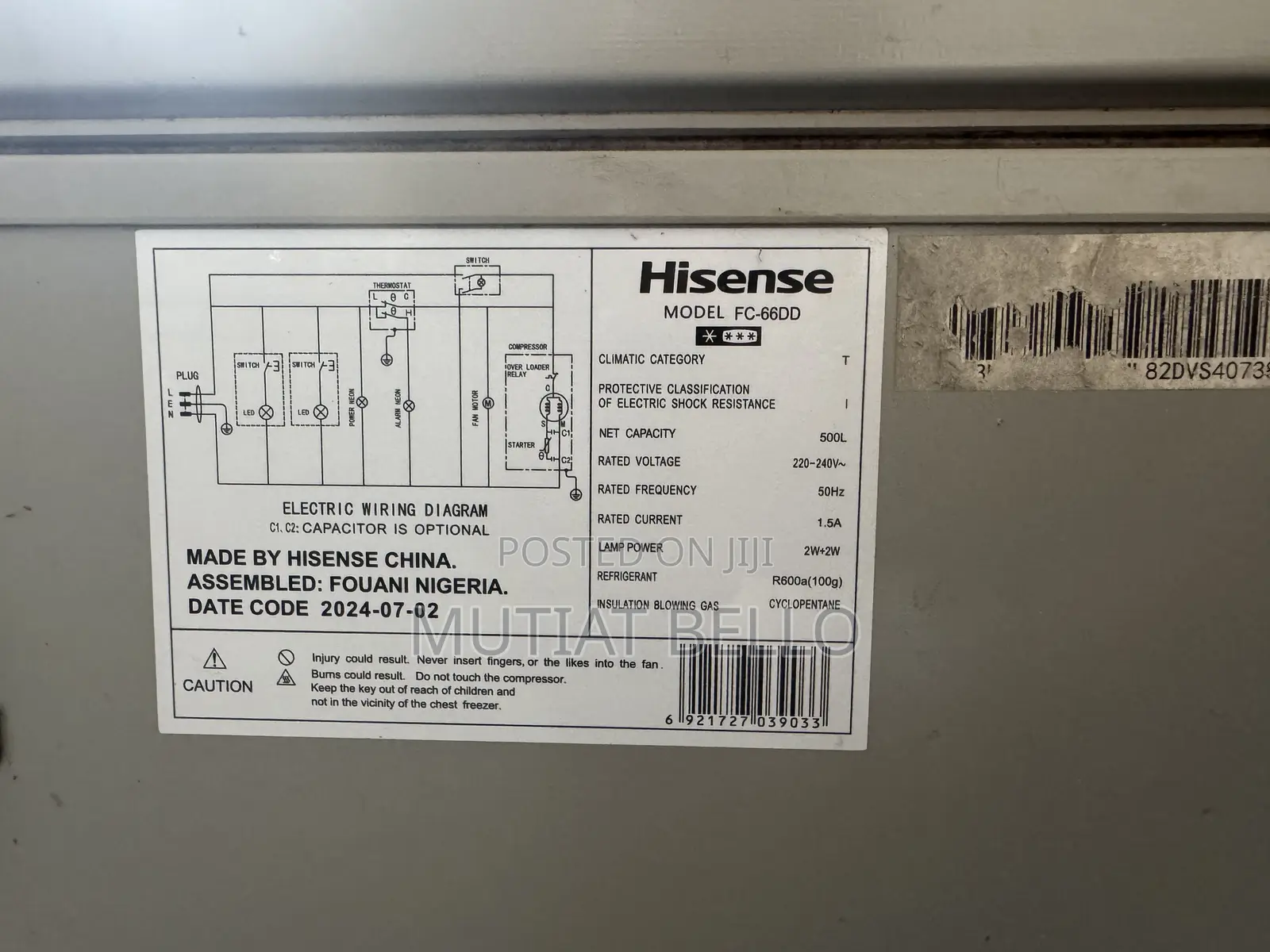 Double Door Hisense Freezer