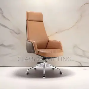 High Quality Staff Swivel Brown PU Leather Adjustable Height Boss Chai