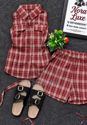 Women's Stylish 2-Piece Plaid Shorts Set