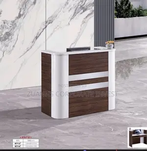Stripe Reception Office Table \White Checkout Welcome Counter.