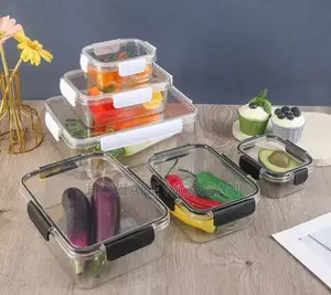 3pcs Set Rectangle Food Storage Box With Lock.