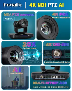 FoMaKo K820S NDI/12G-SDI PTZ Camera With 20x Optical Zoom
