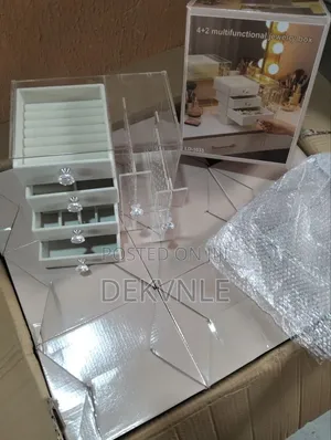 Clear Acrylic Jewelry Box - 4 Drawer 2 Door Jewellery Storage