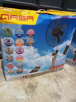 Stay Cool Anytime With the Qasa 18" Solar Rechargeable Standing Fan