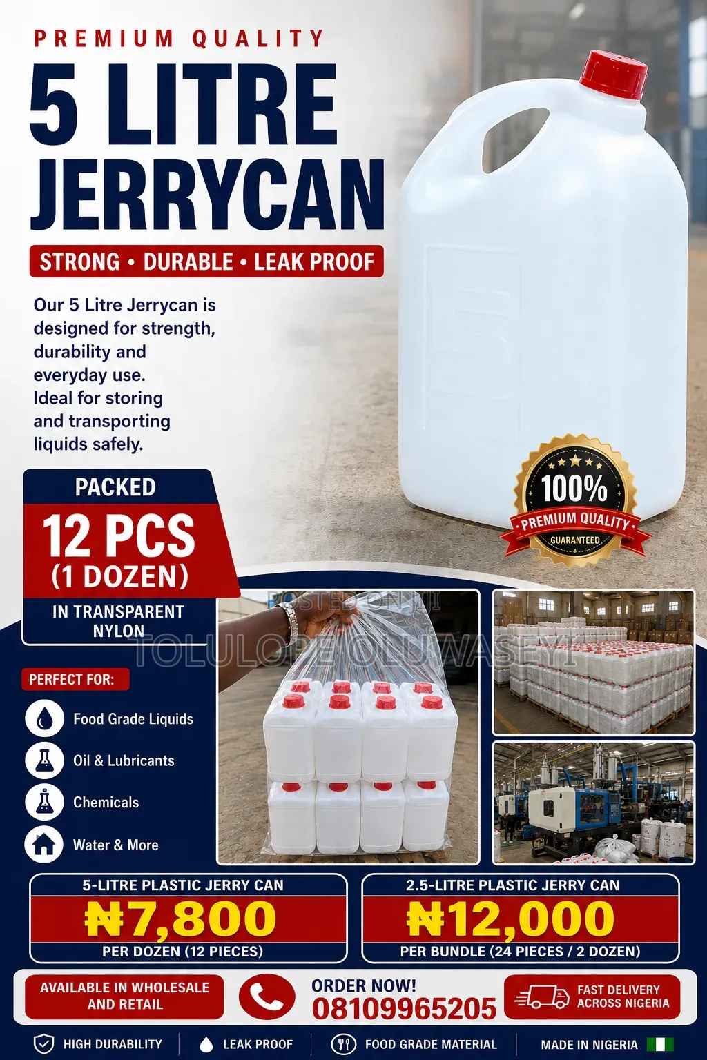 5litre Plastic Jerry Can