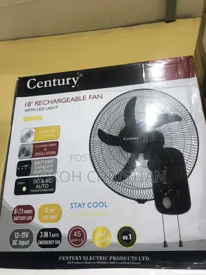 Century Rechargeable Wall Fan 18”